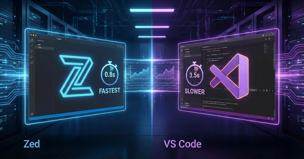 Zed vs VS Code startup benchmark comparison